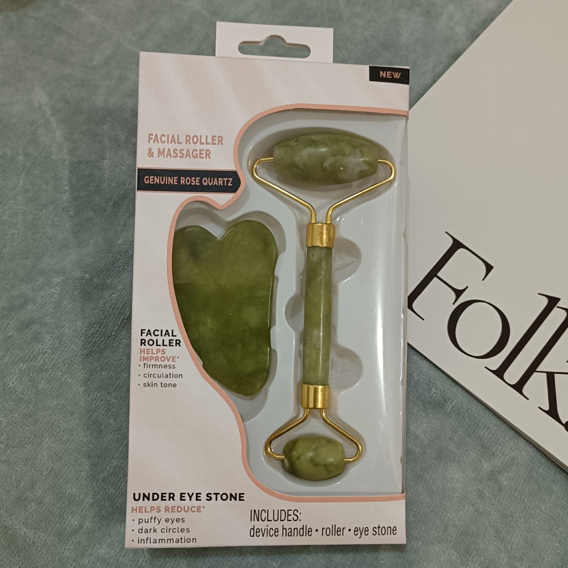 Jade Roller Gua Sha Scraping Tools, Natural Jade Face Beauty Roller Skin Care Tools, Jade Roller Set for Face Eye Neck Body Massage