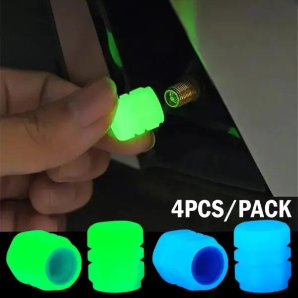 Luminous Valve Caps – Night Glowing Tyre Caps for Car, Motorcycle & Bicycle